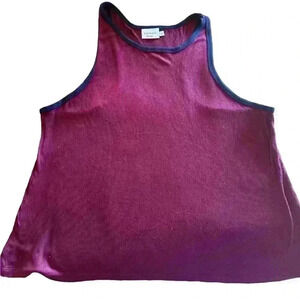 Crescent Drive burgundy xl ribbed racerback tank with navy‎ blue trim. EUC